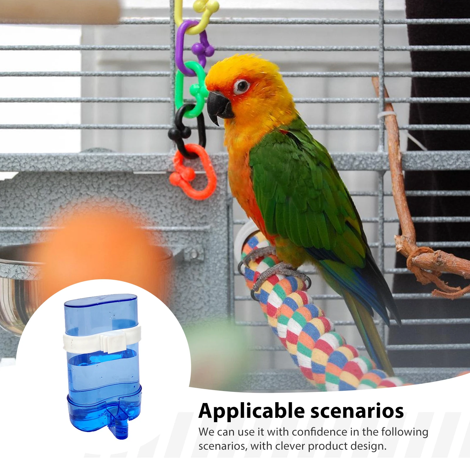 Automatischer Vogel-Wasserspender Vogel-Trinknapf Transparenter Vogelkäfig-Wasserbrunnen für Wellensittiche, Nymphensittiche, Liebhaber-Vogelchen und Kanarienvögel – Detail 7
