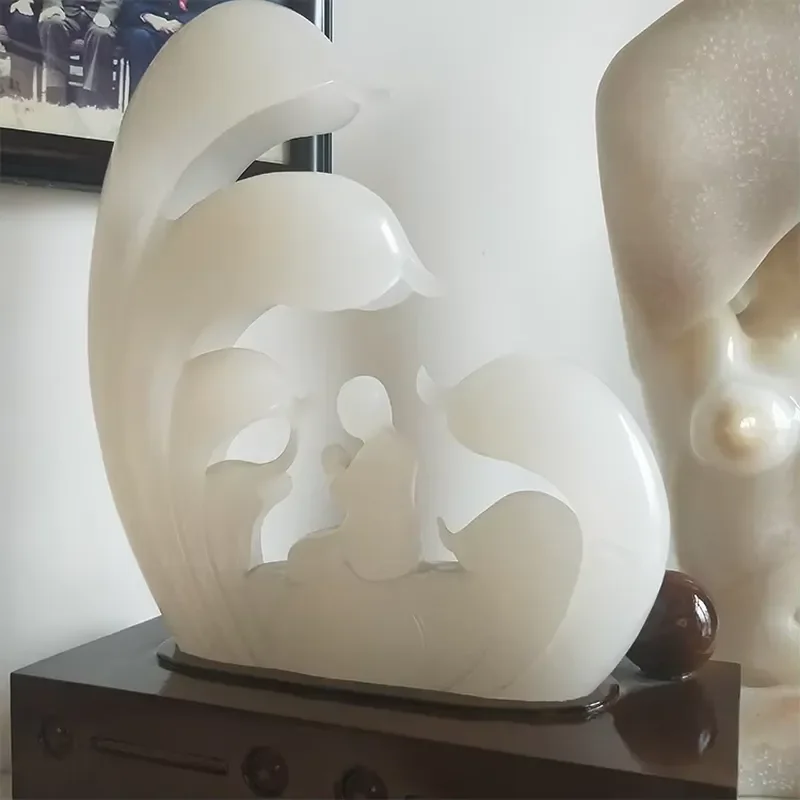 Exquisite Natural Carving Statue Desktop Handicraft Home Interior Decor Living Room Ornament Art Piece for Shelf Display