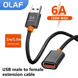 Cable de extensión USB 3,0 de 1/1, 5M, compatible con transmisión de datos, Cable de carga rápida, Cable de Audio, Cable de extensión USB2.0 para cargador de coche y PC