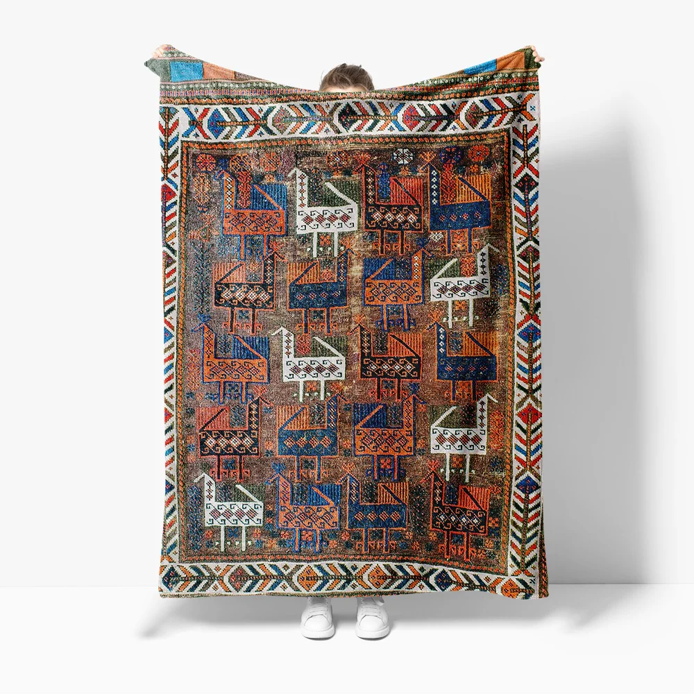 Moroccan Kilim Rug Vintage Handmade Cotton Tribal Area Rug Wool Kilim Rug for Living Room Bedroom Decor