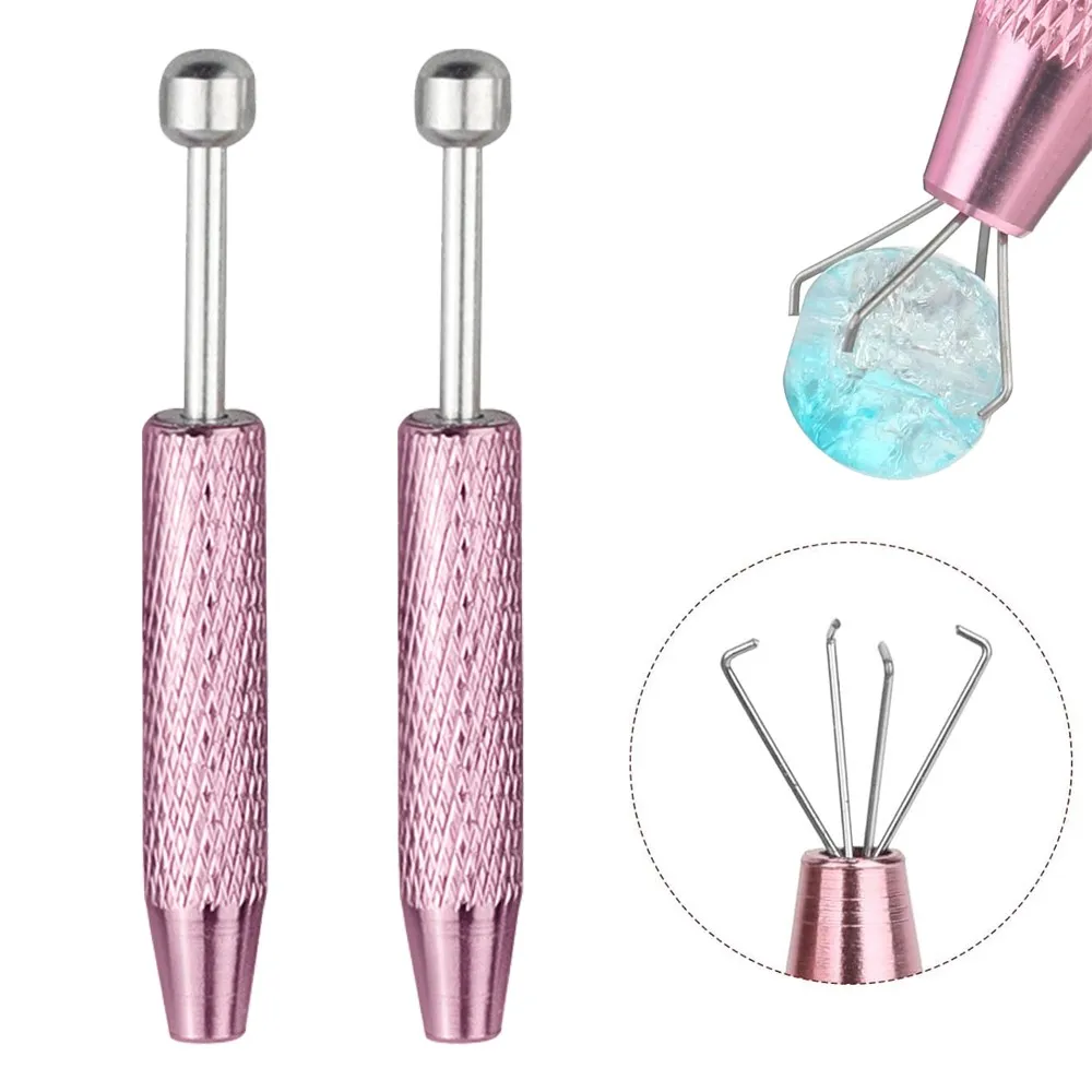 2 PCS 4 Claw Piercing Ball Grabber Tool Diamond Claw Tweezers Assistant Pen Stainless Steel Jeweler Pick Up Tool For Gem Jewelry