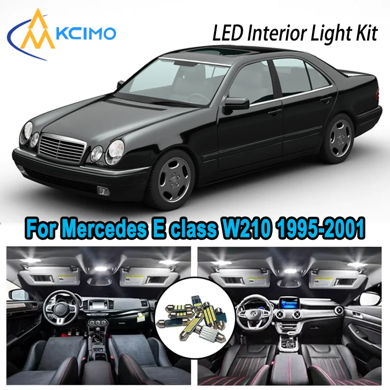 

11pcs High-Quality LED Interior Kit for Mercedes E class W210 Sedan 1995-2001 Premium Error-Free Dome Map Trunk Automotive Lamps