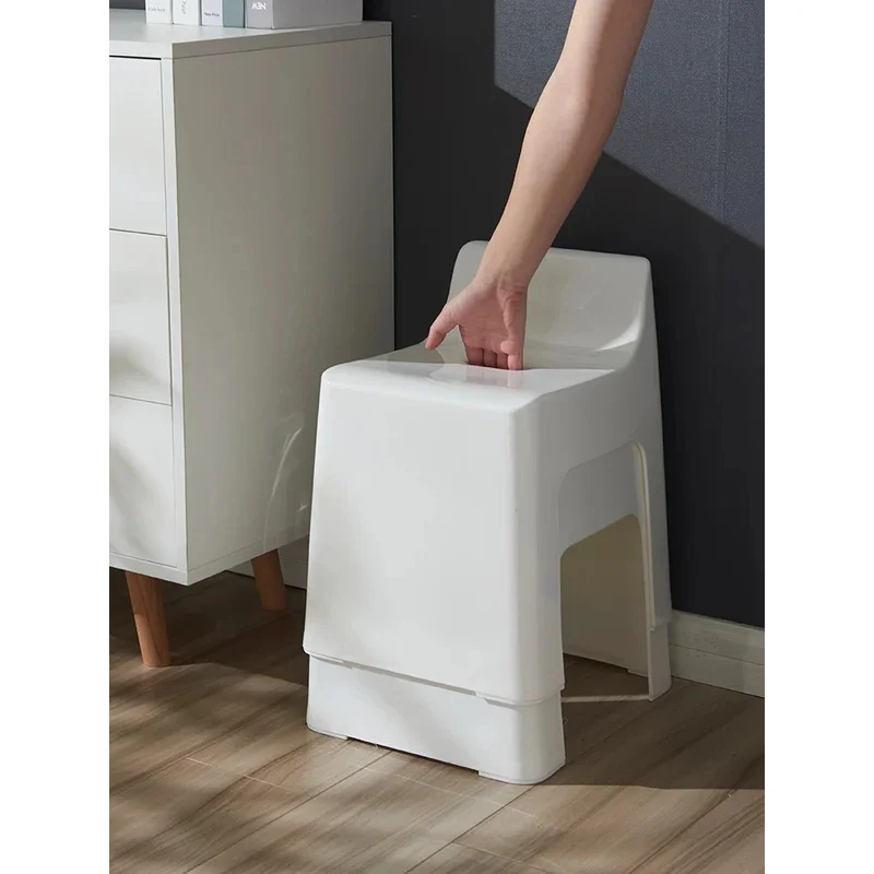 Compact Low Bench With Backrest-Modern Design, Non-Slip, Thickened Plastic Bathroom image 4
