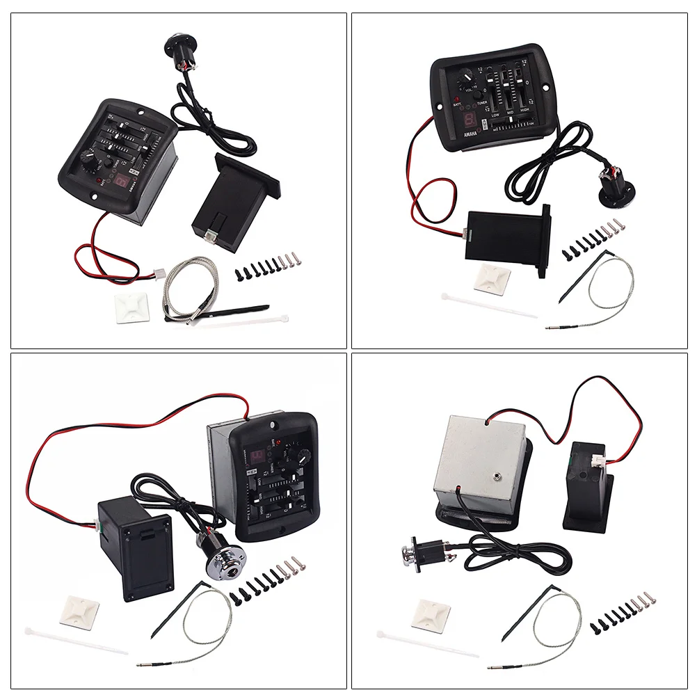 معادل الجيتار الصوتي 4 نطاقات Eq Preamp Ymh03 بيزو لاقط التحكم في مستوى الصوت سهل التركيب عالي الدقة لاقط الجيتار الصوتي #6