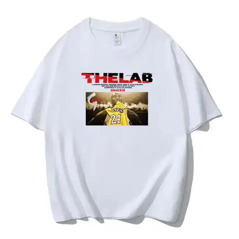 Camiseta gráfica Kobe Bryant "THE LAB", camiseta rosa de gran tamaño para fanáticos del baloncesto, ropa informal estilo Jersey Retro 24 Lakers