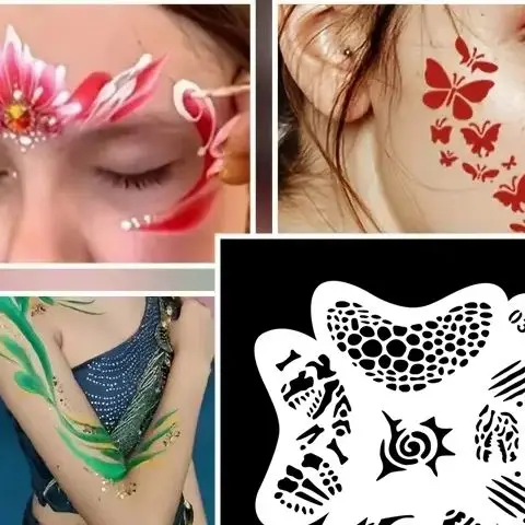 

Трафареты для краски для лица, профессиональные трафареты для краски для боди-арта, многоразовые для взрослых и детей, легко использовать шаблоны для вечеринок, инструменты для макияжа