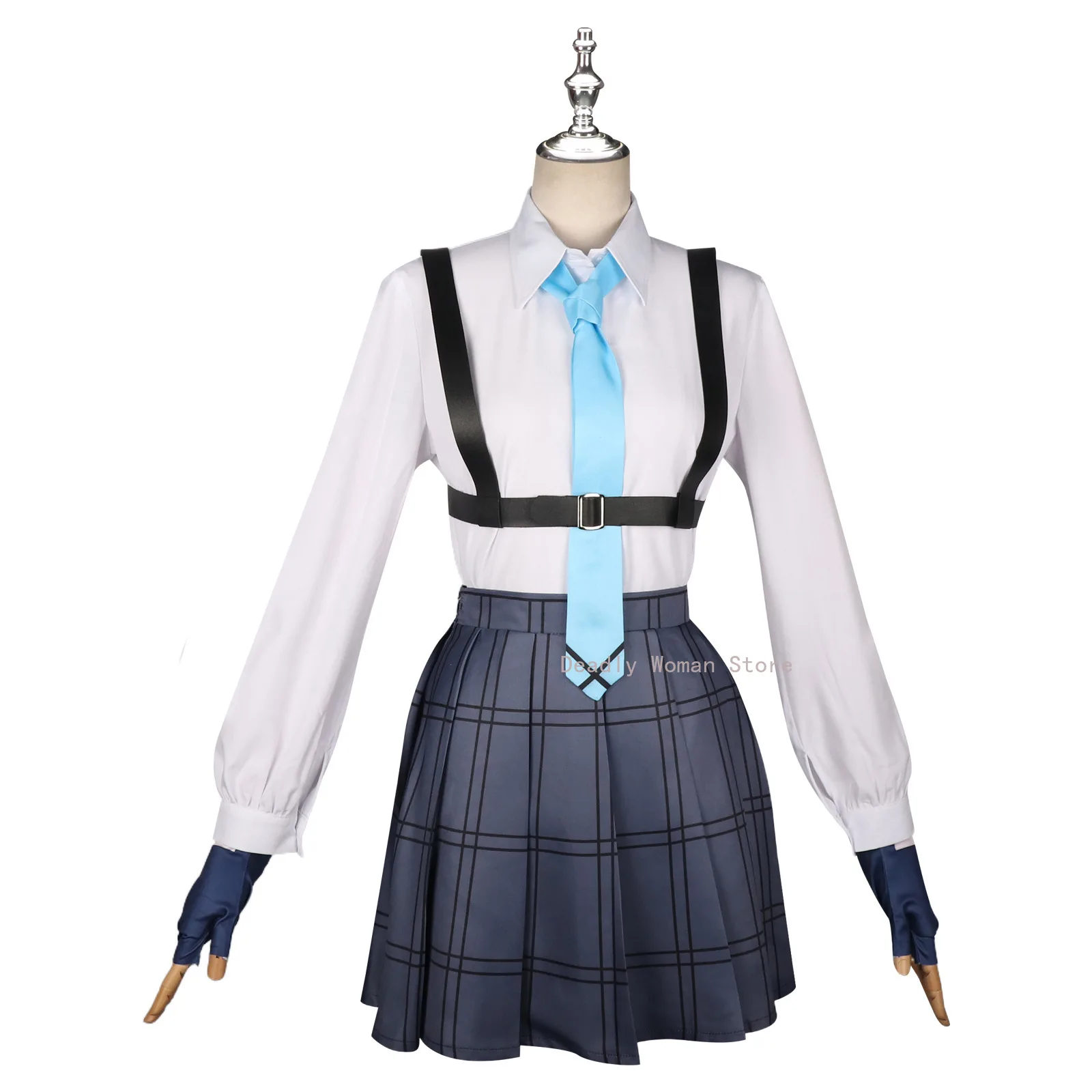 Takanashi Hoshino Cosplay Costume com Peruca para Mulheres, Uniformes Escolares Anime, Arquivo Azul, Halloween Party Outfits, Em Stock, S-XL