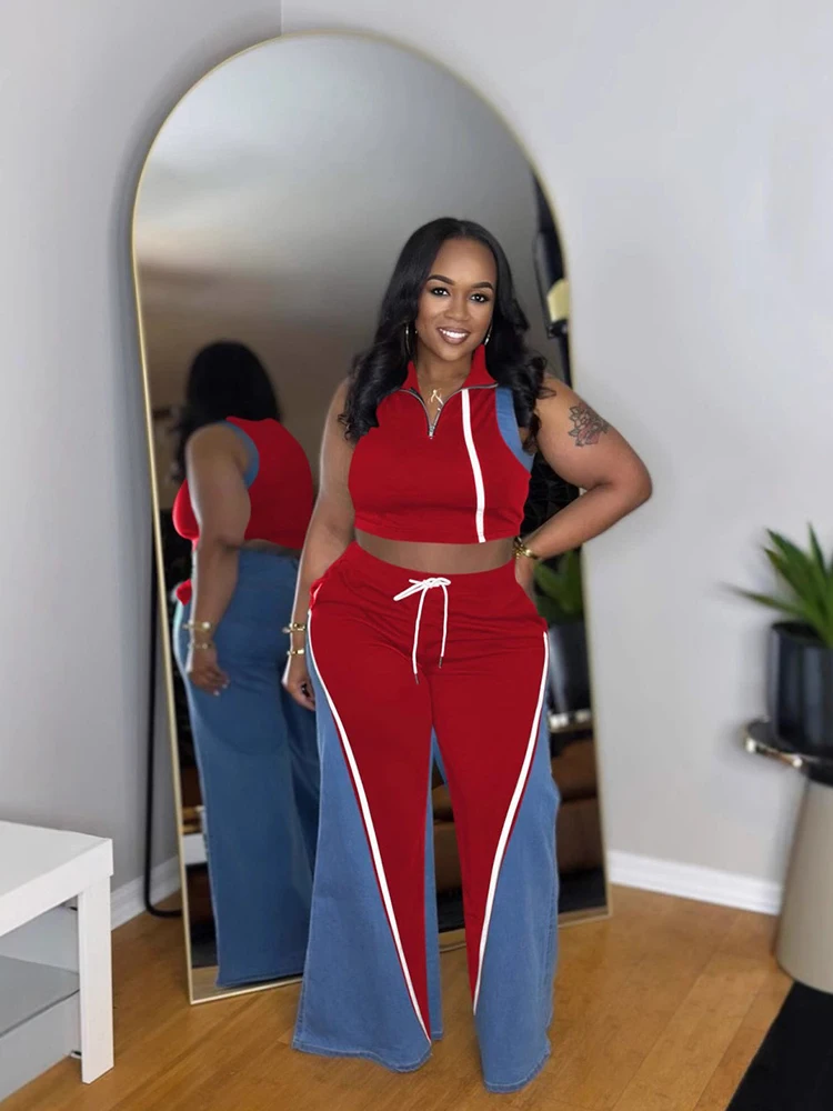 

Elegant Women Pants and Top Set Summer Sleeveless Vest and Wide Leg Pant Casual Two Piece Sets Outfits Wholesale Dropshipping