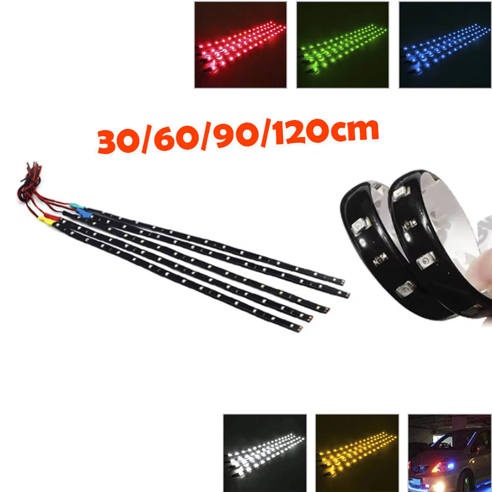 Led Strip Light Car Drl Lamp 12V Waterproof Red Flexible Lights 2835 Smd Soft Neon Touch Night Table Lamps Lighting Decoration