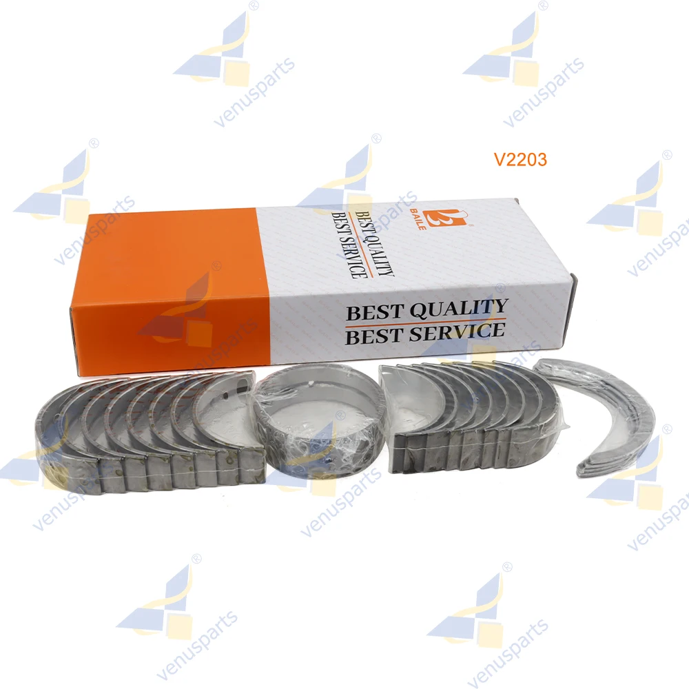 52MM For Kubota Bobcat V2203 Main Bearing & Rod Bearing + Thrust Washer S175 S130 Engine Parts