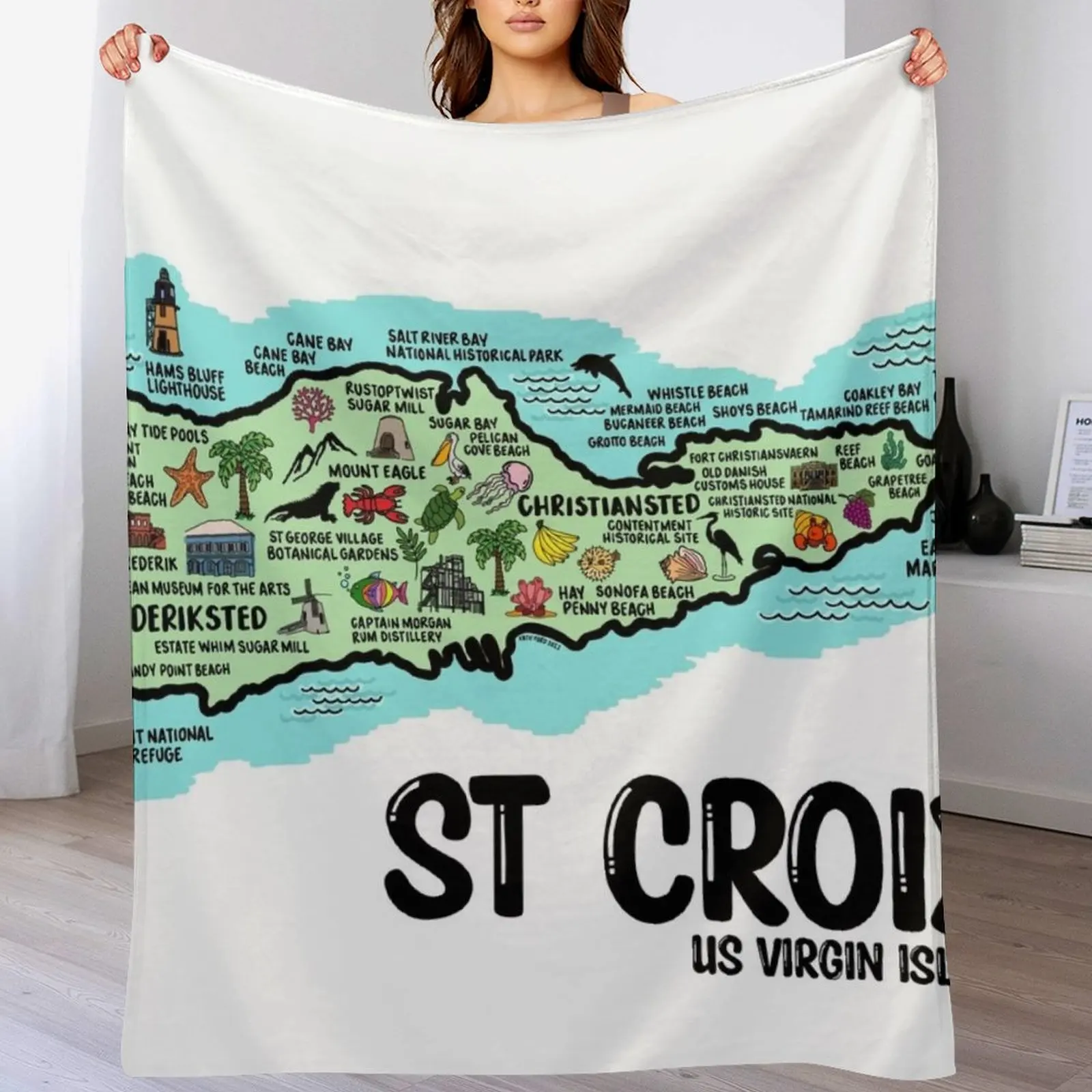 

St Croix Map Art Throw Blanket Luxury Thicken Blankets Sofas Of Decoration Blankets