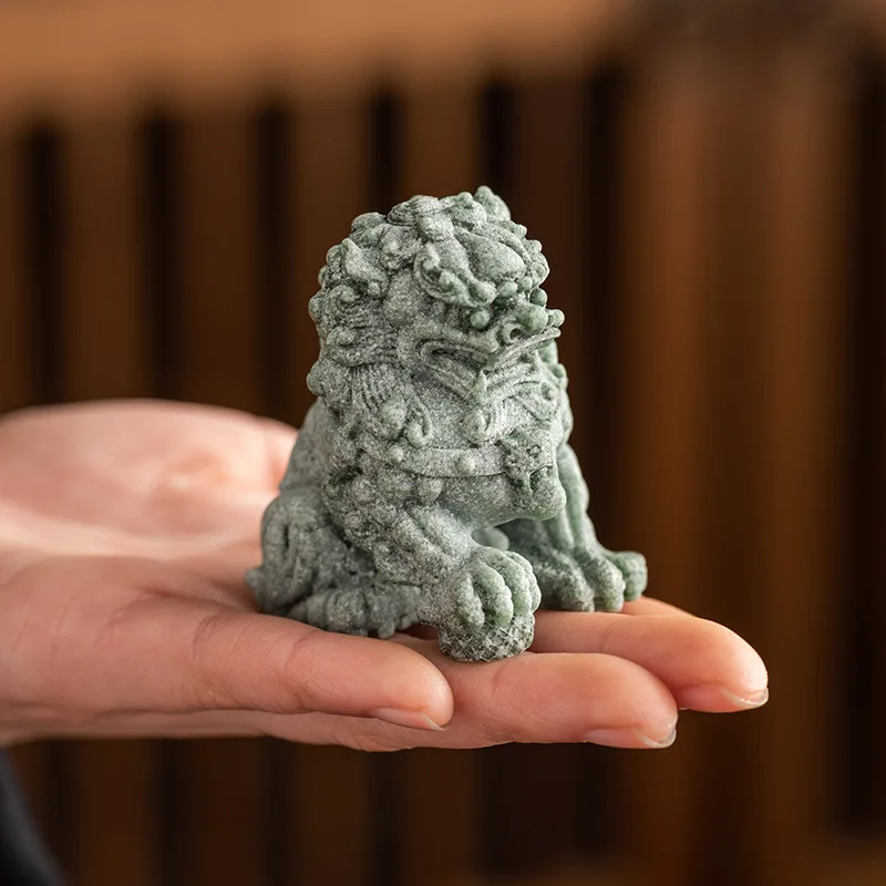 

Green Sandstone Lion Tea Pet Ornament,Auspicious Animal Can Be Used To Raise Tea Pets,High-quality Chinese Tea Accessories Gift