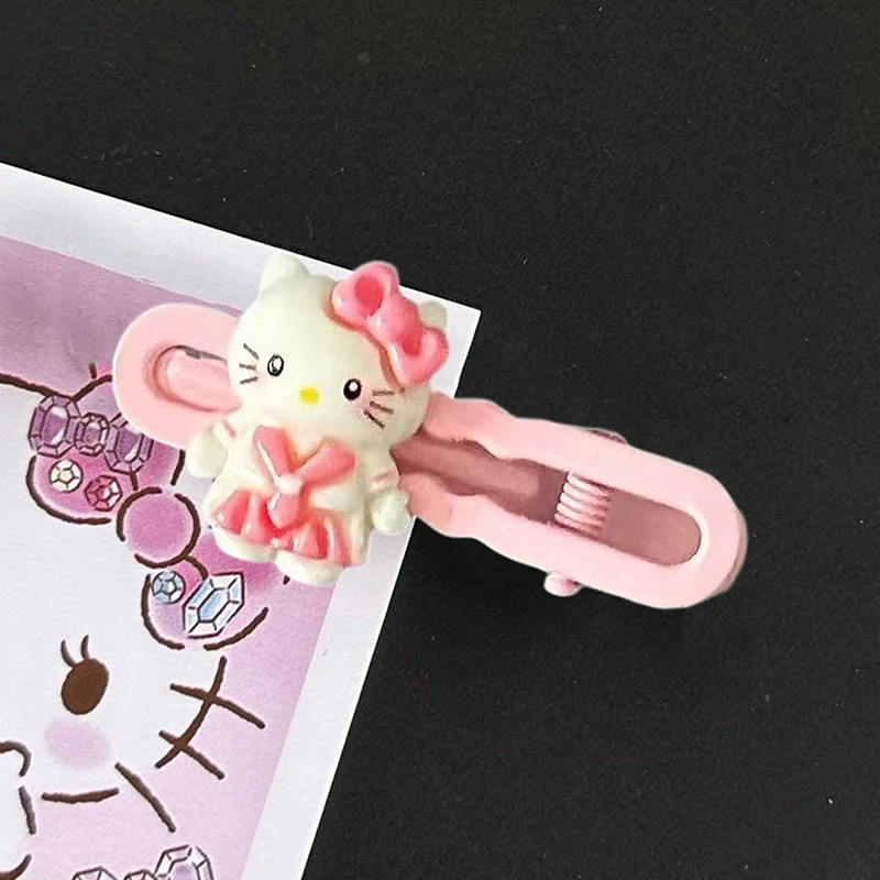 2Pcs Kawaii Sanrio Pink Hello Kitty Bangs Clip Ornaments Side Bangs Duckbill Clip Hairpin Hair Accessor Anime Headdress image 4
