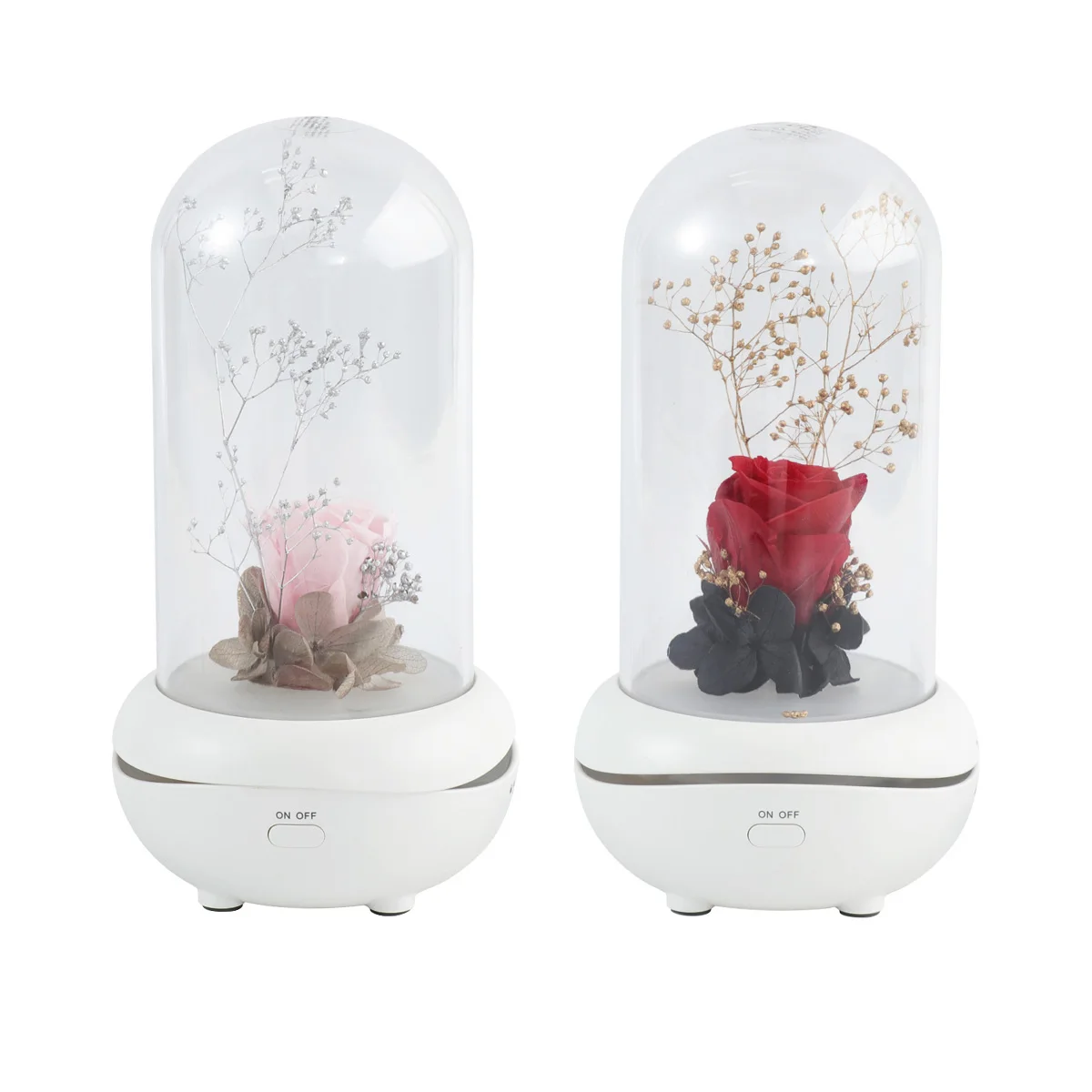 

Preserved Flower Aroma Diffuser Mini Night Light LED Decorative Lights Essential Oils Diffusers for Home Rose