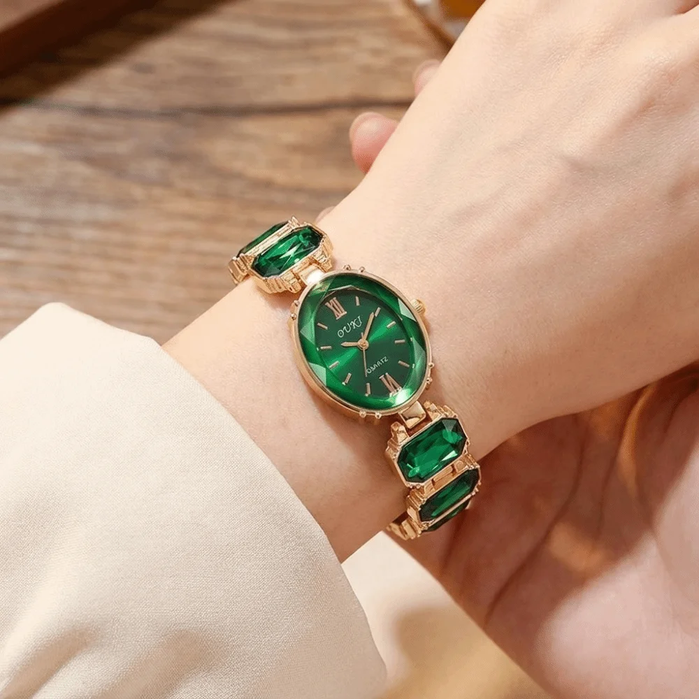 Daily Rhinestone Quartz Watches Diamond Studded Watch Strap with Adjustable Bracelet Women Wristwatch Wrist Decoration Gift