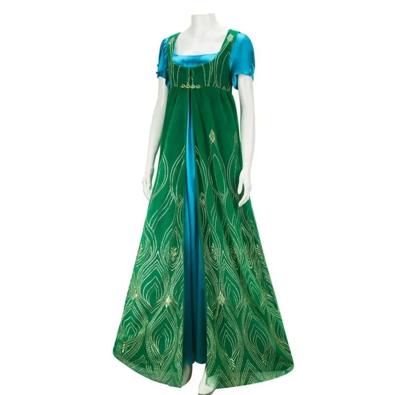 Kate Cosplay Costume TV Series Blue Green Fancy Dress Halloween Theme Regency Tea  Party Gown