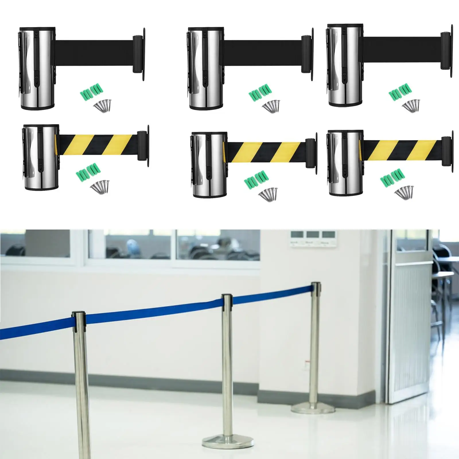 Wall Mount Retractable Belt Barrier Crowd Control Wall Barrier Multifunctional for Office