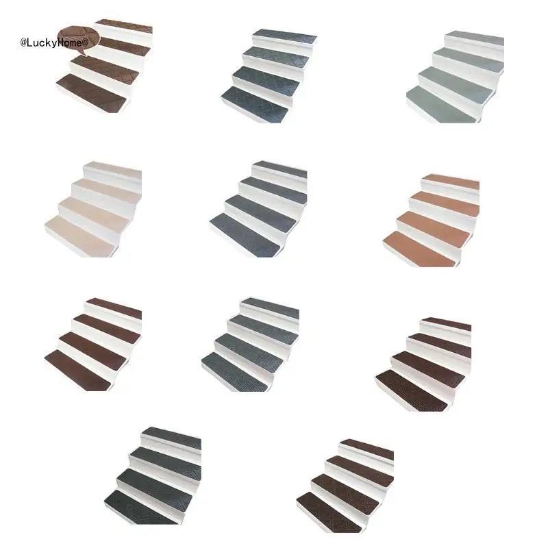 7Pcs/Set 76x21cm Solid Color Stair Treads Plush Carpet Self-Adhesive Non-Slip Backing Removable Washable Step Rugs Runners 11UA