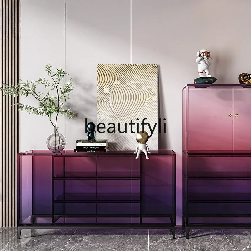 

yj21 Acrylic modern simple entrance cabinet light luxury wabi sabi decorative storage side cabinet