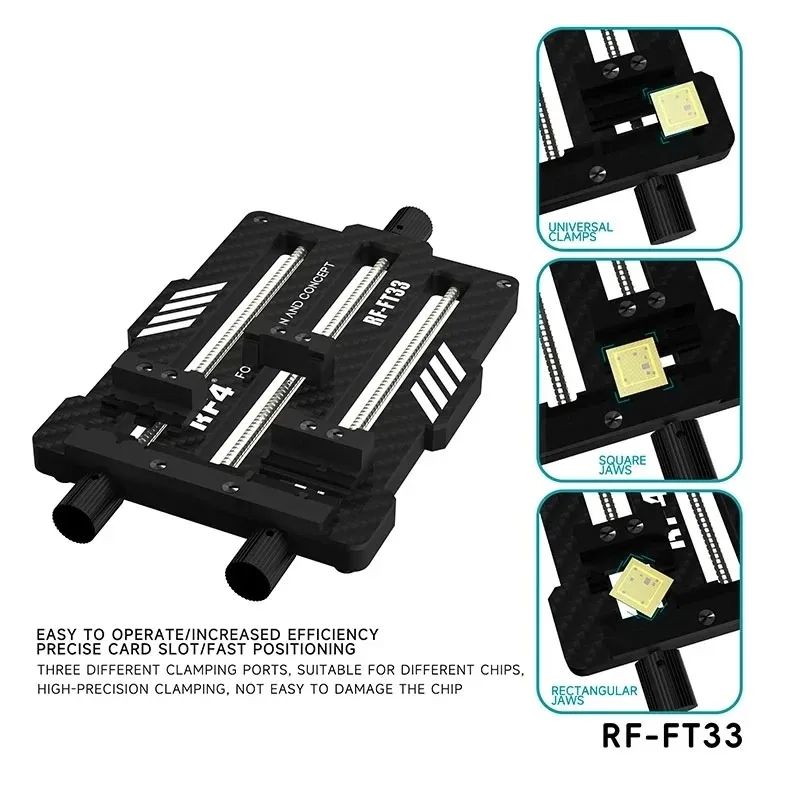 RF-FT33 FT02 FT03 Universal PCB Holder Mainboard Soldering Fixture for Cell Phone Tablet IC Chips Three-Layer Board Slot Clamp