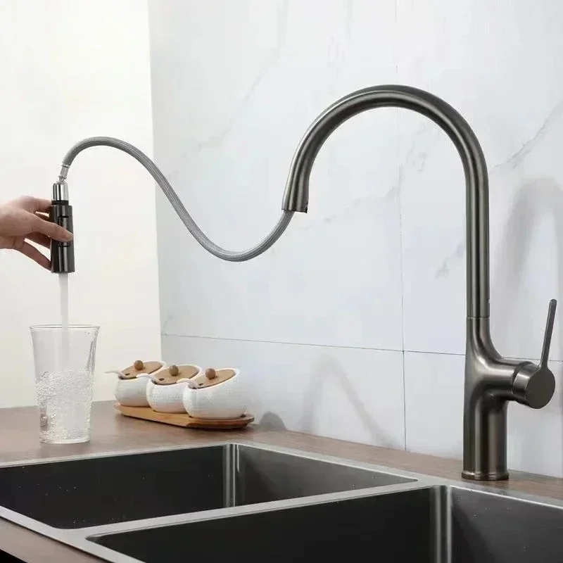 360 Degree Rotatable Multifunctional Stream Sprayer Pull Out Kitchen Faucet Single Holder Zinc Alloy Sink Mixer Tap With Hose