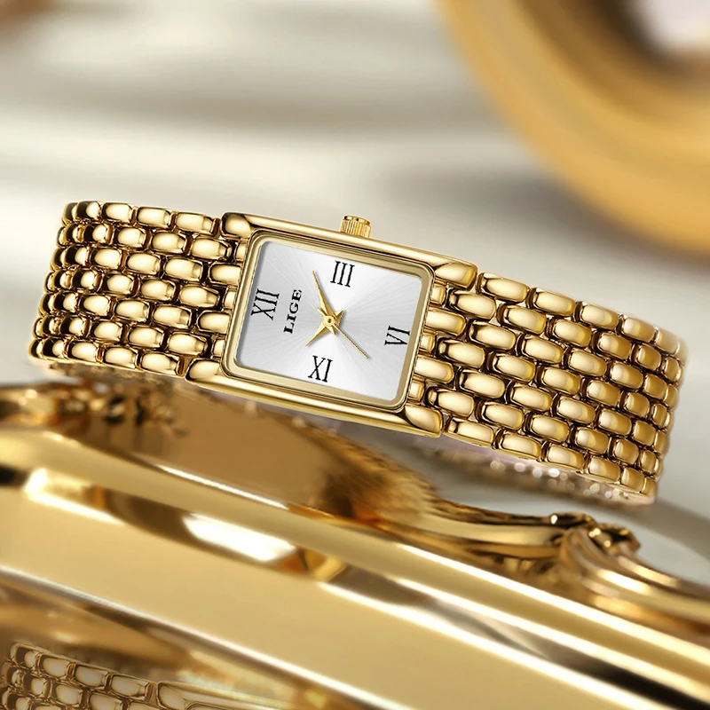 LIGE Square Women's Quartz Wristwatch Fashion Sports Waterproof Watches For Women Original Brand Luxury Chronograph Reloj Mujer