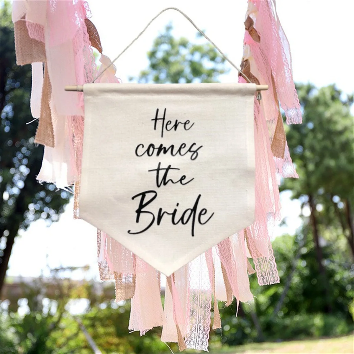 Wedding Triangle Flag Hanging Here comes the Bride Flag Hanging Wedding Sign Creative Wedding Decoration Wedding Decoration