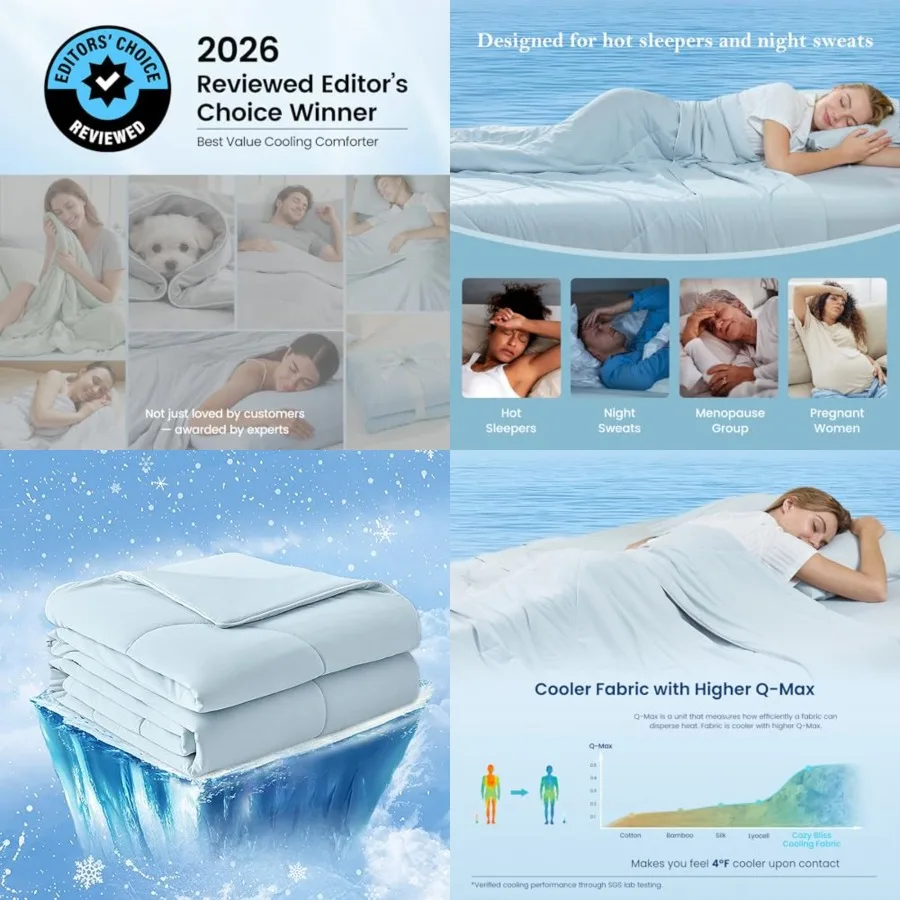 

Cooling Comforter Queen Size, Cooling Blankets for Hot Sleepers and Night Sweats, Summer Comforter for Queen Size Bed, Breathab