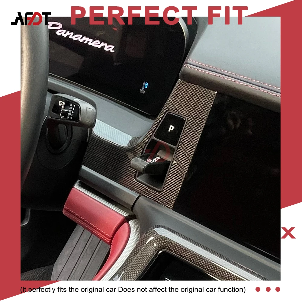 Lhd para 2024-2026 porsche panamera 972 gts 4S turbo s e-híbrido real fibra de carbono simples tecer alavanca de mudança painel de engrenagem de estacionamento