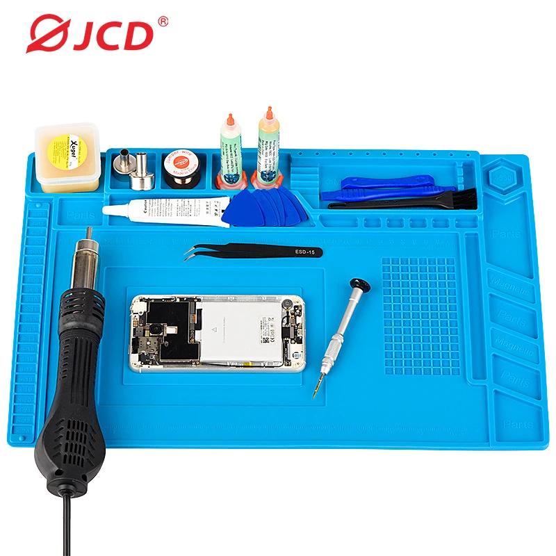 JCD ESD Heat Insulation Soldering Working Mat With Magnet Silicone Insulation Pad High Temperature Resistance Welding Working Ma