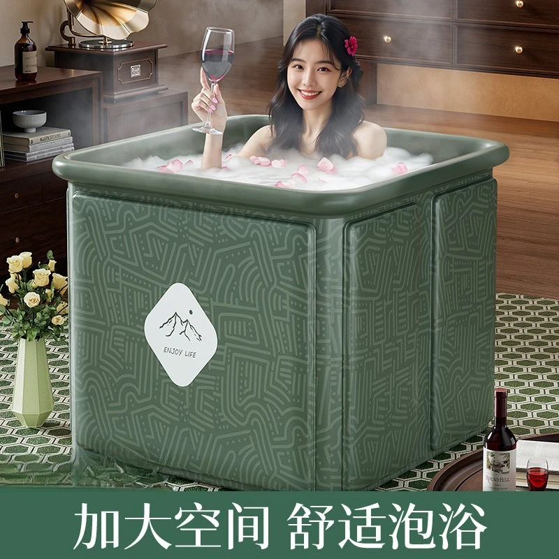 Quanqi Foldable Adult Bath Tub, Portable Large Soaking Tub, No Installation Required, Household Full Body Bath Bucket