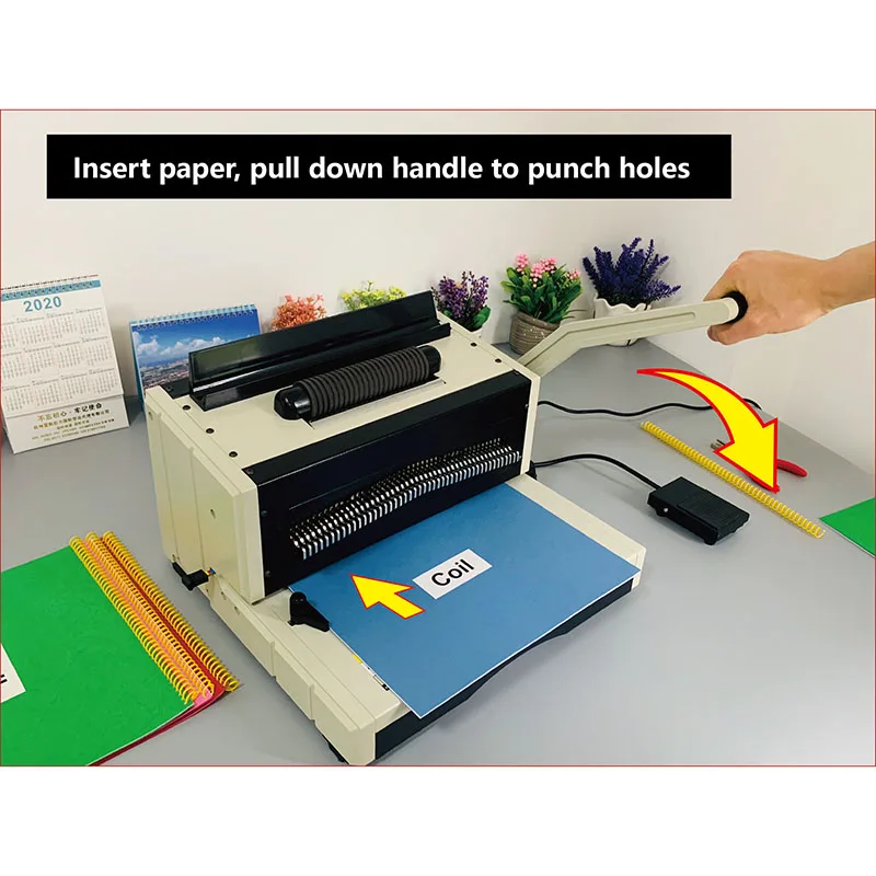 Semi-automatic Office Note Book Single Loop Spiral Coil Binding Binder Machine