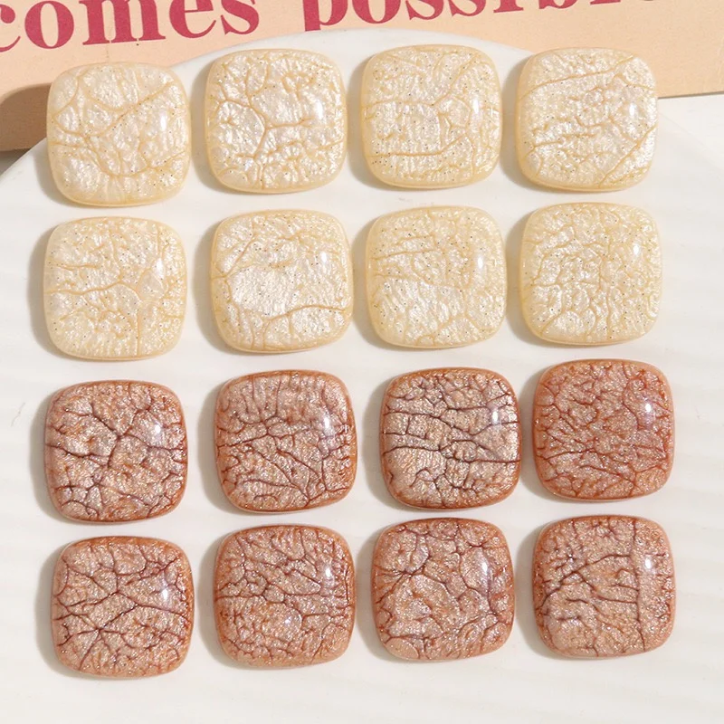 Wholesale 100pcs/lot 22mm Crack effect geometry square shape resin cabochon beads diy jewelry garment hair accessory