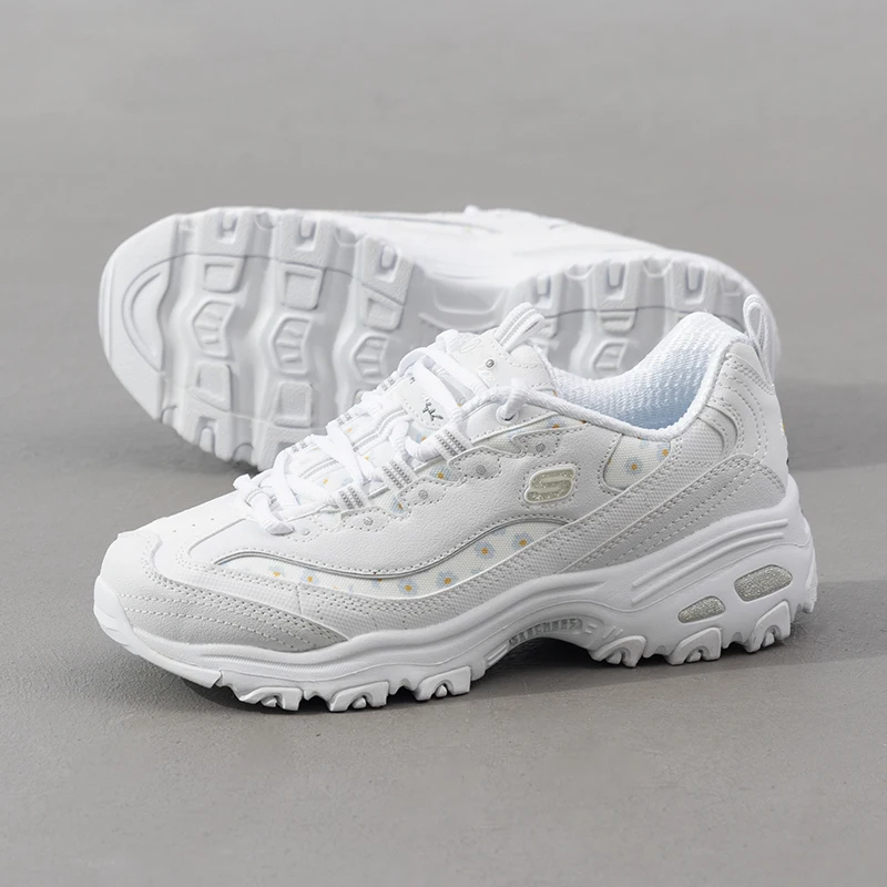 Skechers Women's Shoes Panda Sneakers with Thick Soles, Simple and Lightweight, Versatile and Breathable Casual Shoes 896180-Wht