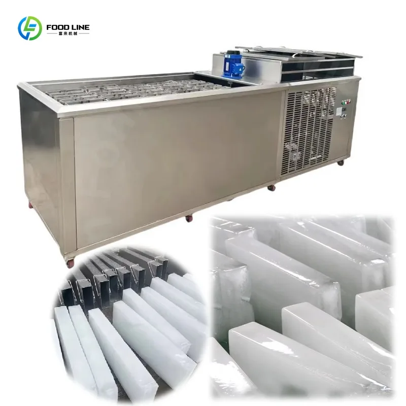Stainless Steel Air-cooled Block Ice Maker, 500kg/1Ton Industrial Ice Machine Equipped with Brine Motor for South African Market