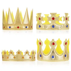 4pcs Kids Party King Golden Crown for Birthday Crown King Crown Hat Golden Costume for Baby Shower Party Photo Props Accessory