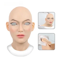 Nuova maschera a testa piena per adulti forma femminile calva di copricapo in Silicone accessori Cosplay di Halloween maschera maschera finta ragazza