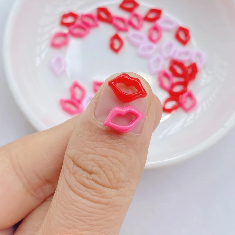 100Pcs Mixed Nail Art Resin Cartoon 6 * 9mm Lips Series Charms Rhinestones DIY Craft For Nail 3D Decorations Jewelry