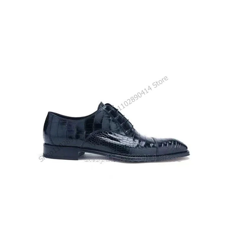 Crocodile Print Strappy Men Dress Shoes Fashionable Slip On Men Shoes New Handmade Party Feast Banquet Wedding Men Leather Shoes