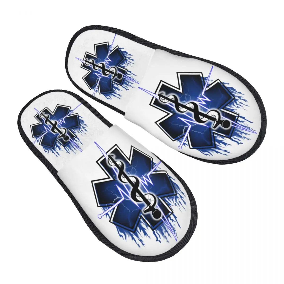 Custom Emt Star Of Life Logo Guest Slippers for Bathroom Women Paramedic Health Care House Slipper