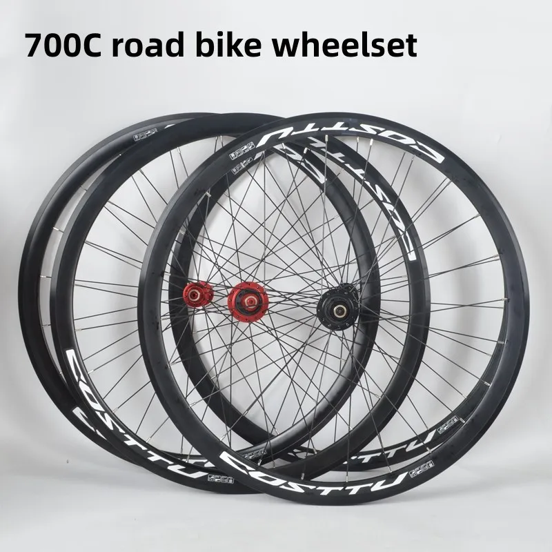 700c Road Wheels 5 Bearings  V/Disc Brake MTB Racing Road Bicycle Wheelset 7/8/9/10/11S QR 40mm Rim Road Wheels