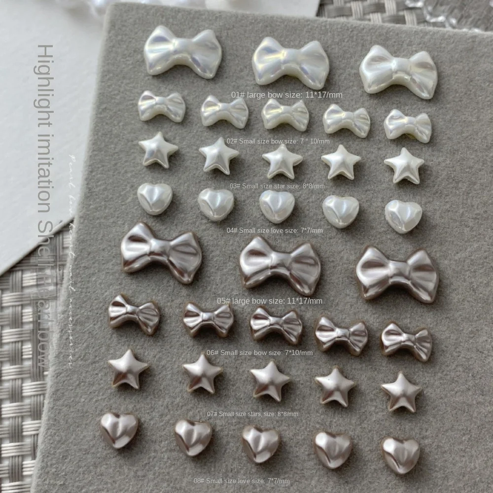 Resin Nail Charms Bow Nail Decorations Manicure Ornaments Love Heart Bowknot Nail Accessories Nail Art Supplies Stars Shape