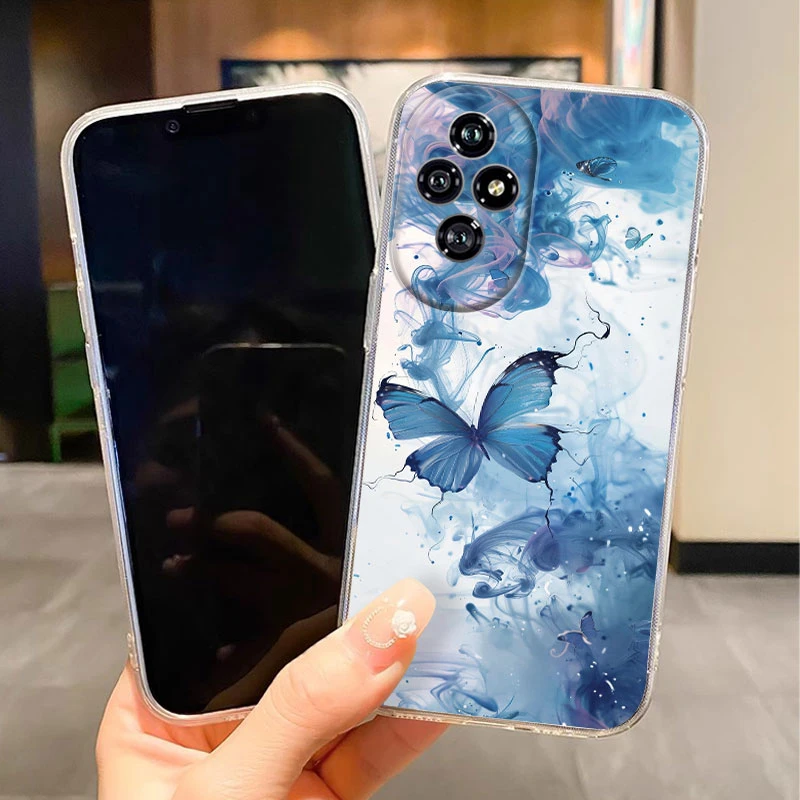 For Honor 200 400 Lite Pro Case 200 Smart Fashion Flowers Painted Black Cat Clear Silicone Phone Cover Fundas Cat Couple Coque