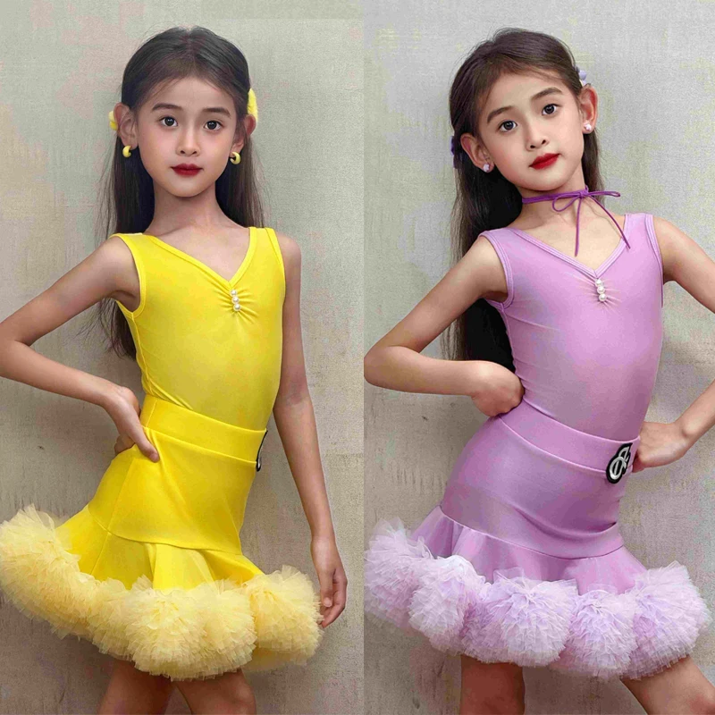 

Summer Girls Latin Dance Professional Dress Kids Chacha Samba Latin Dance Costume Children'S Performance Dancing Dresses SL12895