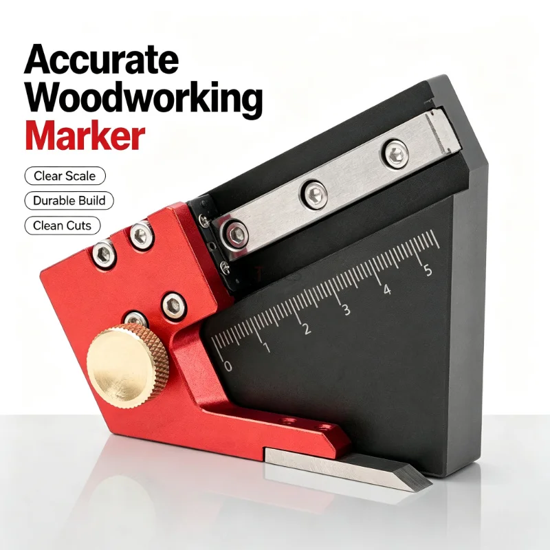 New Adjustable Center Line Marking and Mortises 1/2 Sawing Drawing Tools 0-50mm - Aluminum Alloy Woodworking Router Depth Gauge