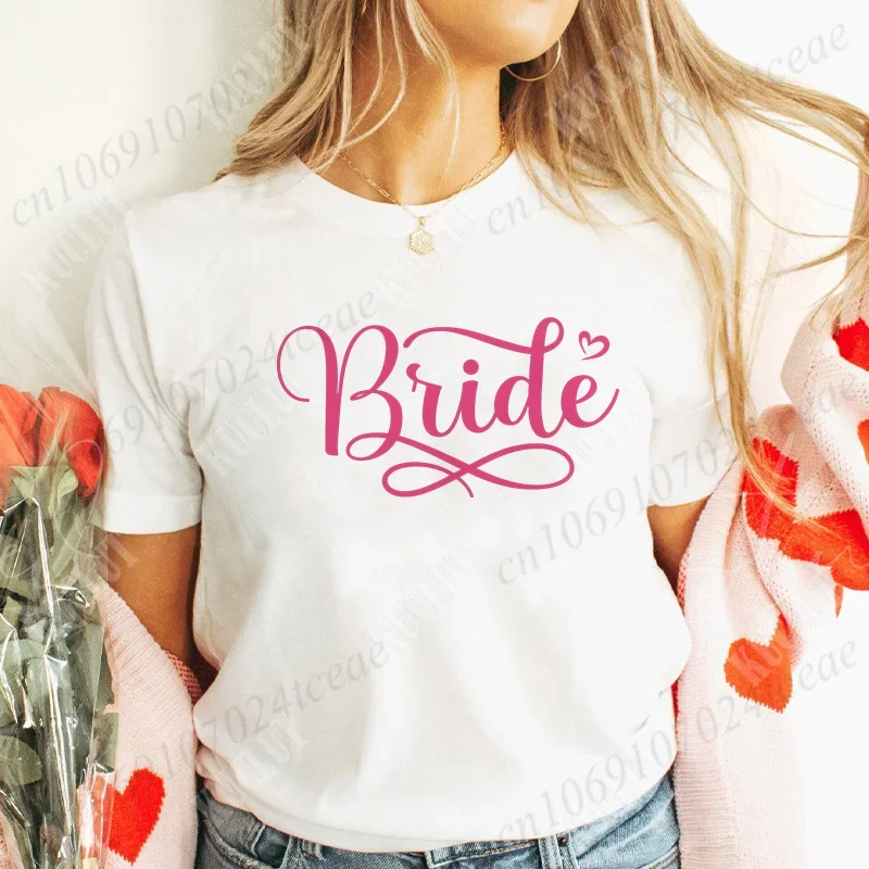 Bachelorette Hen Party Tees, Engagement Wedding Party T-shirt for Women, Bridal Shower Team Bride Squad Tops, Bridesmaid Shirts