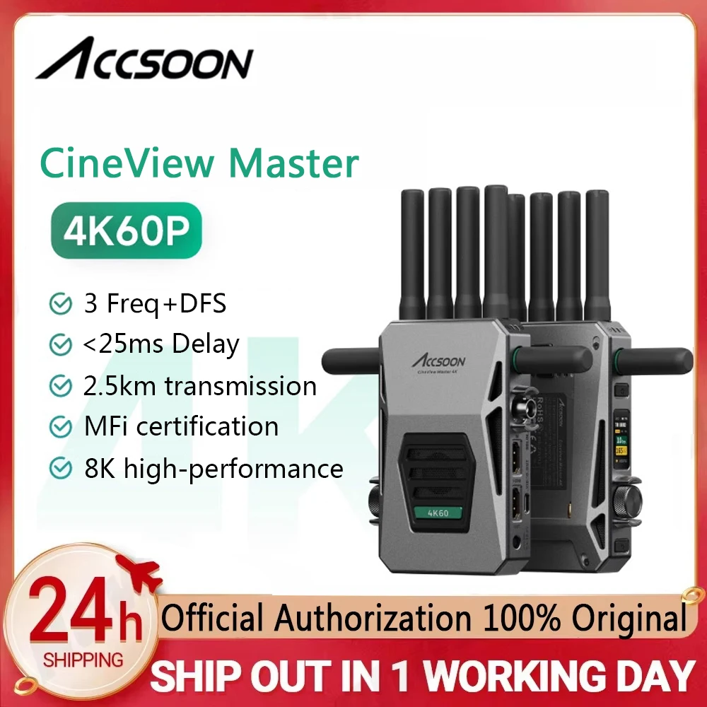 Accsoon CineView Master 4K Wireless Video Transmission System Below 25ms Delay 2.5km Extended Ran 4K60 Image Transmission