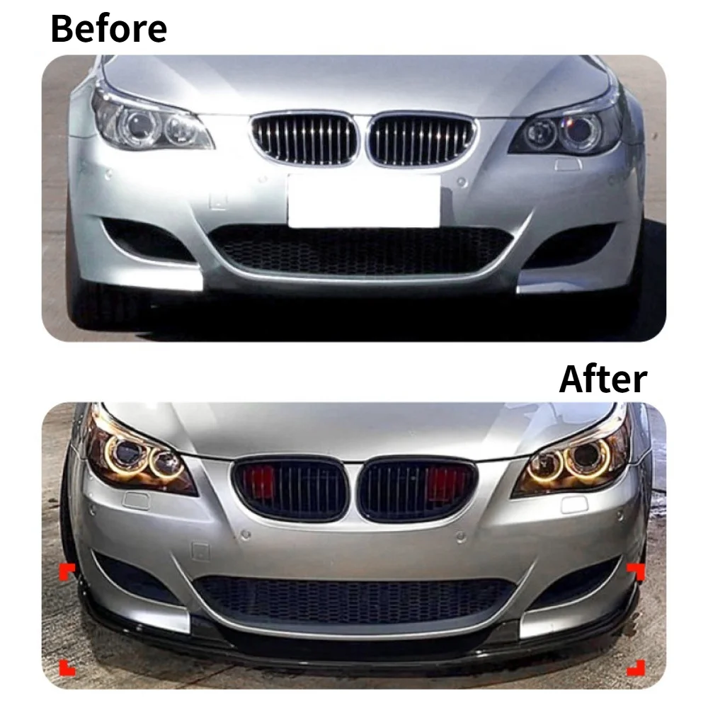 

Gloss Black Front Bumper Lip Splitter Spoiler For BMW 5 Series E60 E61 2005-2010 M5 Style Exterior Refit Body Kit Accessories
