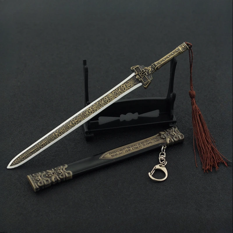 22cm xuan yuan espada naraka bladepoint jogo periferia modelos de arma artesanal de metal completo com bainha espadas cosplay brinquedo seguro menino