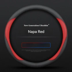 Full Leather Cover for All Seasons Auto Steering Wheel Cover Ultra-Thin Non-Slip Round Breathable Car Steering Wheel Protector